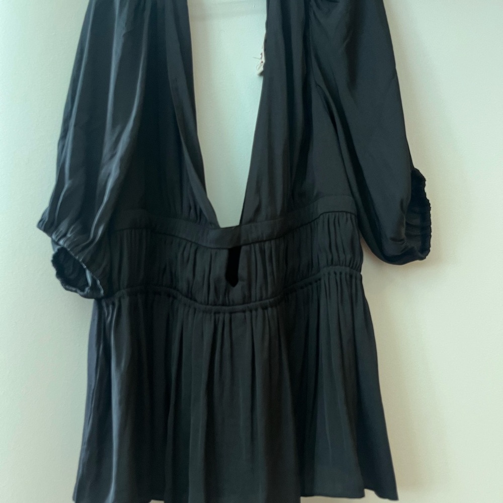 Dolan Black Cut Out Smocked Blouse